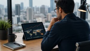 Inversor revisando ETFs de mercados emergentes