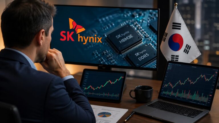 Inversor revisando acciones de SK Hynix semiconductores y exposición a Corea