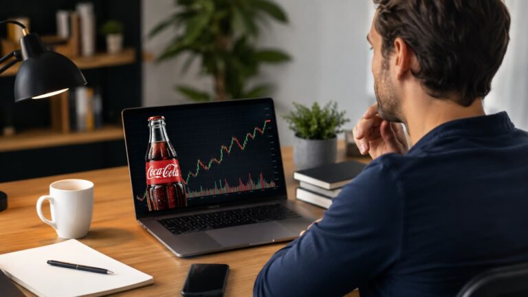 Inversor revisando cómo comprar acciones de Coca Cola desde España.
