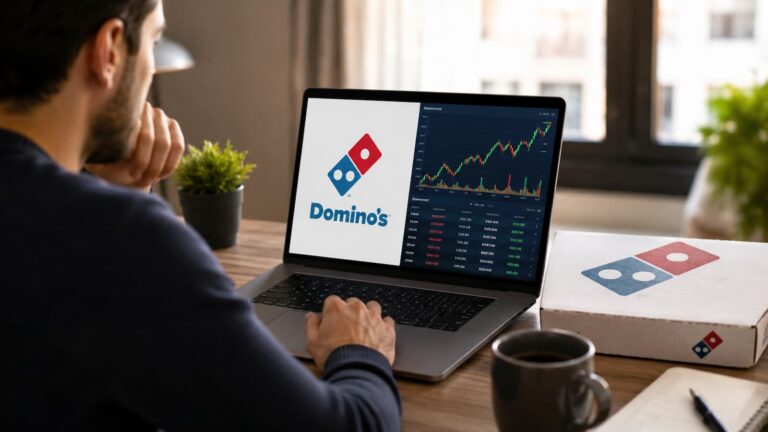 Inversor revisando cómo comprar acciones de Domino’s Pizza desde España.