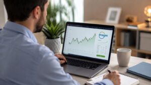 Inversor revisando cómo comprar acciones de Enagás desde una plataforma online.