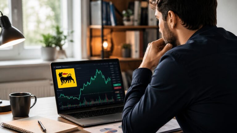 Inversor revisando cómo comprar acciones de Eni y sus riesgos.