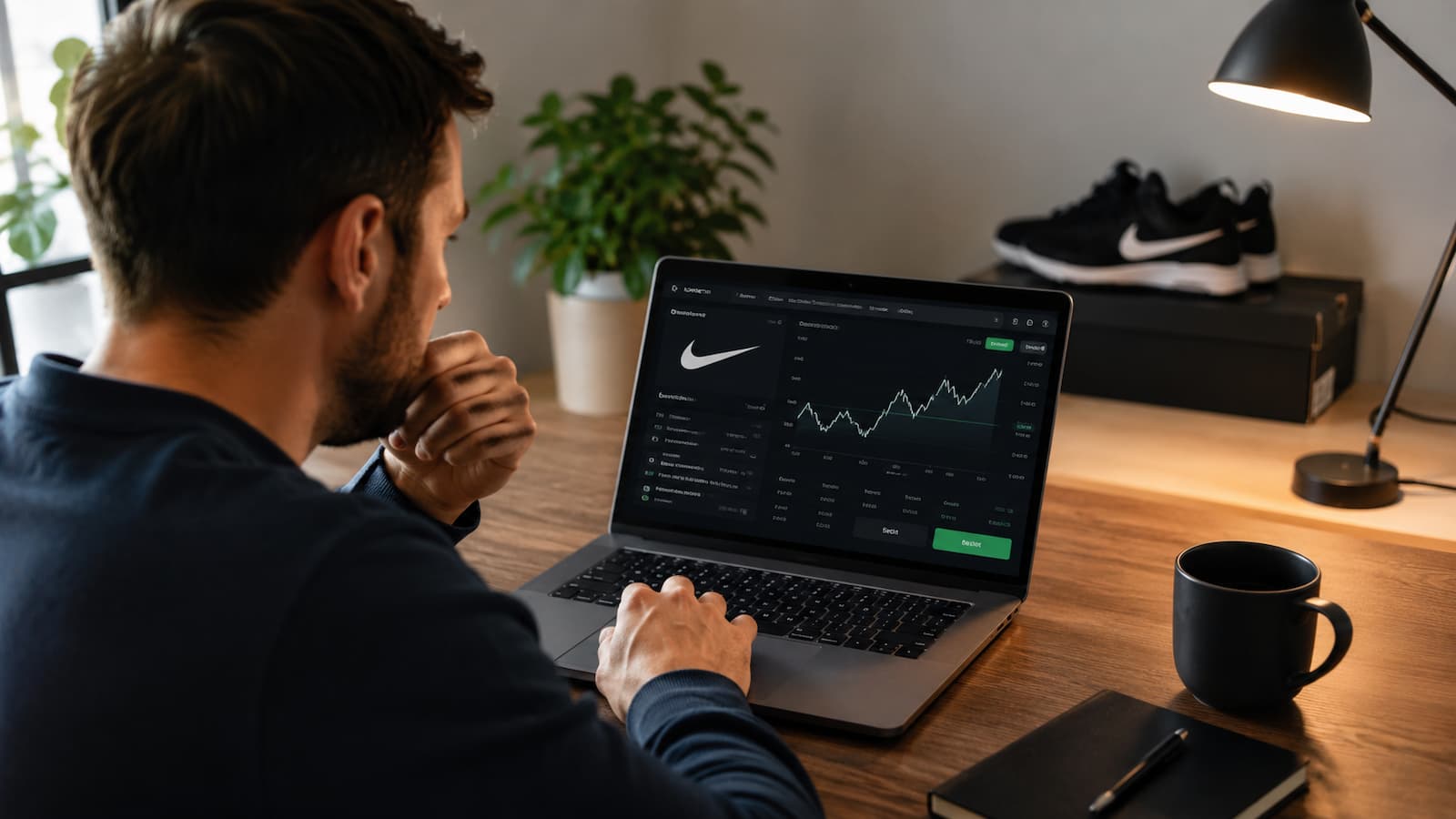 Inversor revisando cómo comprar acciones de Nike desde una plataforma online