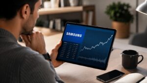 Inversor revisando cómo comprar acciones de Samsung desde España.