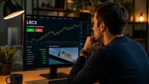 Inversor revisando el ticker LRCX antes de comprar acciones de Lam Research.