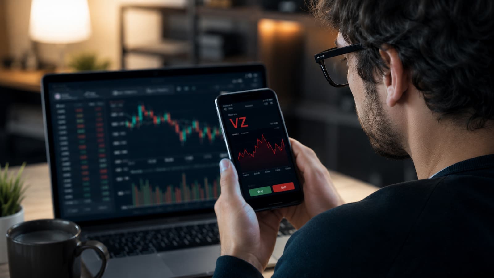 Inversor revisando el ticker VZ antes de comprar acciones de Verizon