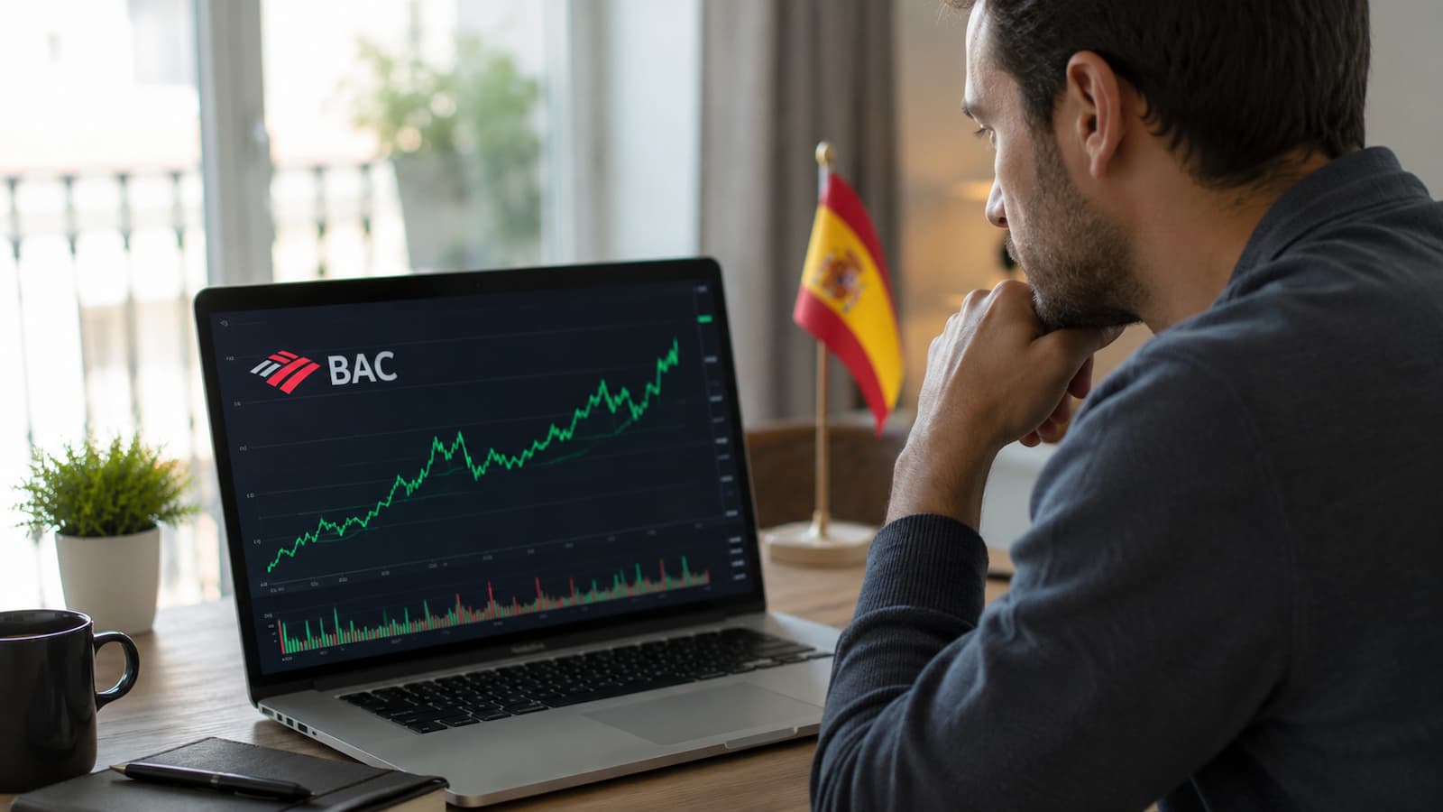 Inversor revisando la acción BAC antes de comprar desde España.