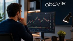 Inversor revisando la cotización de AbbVie antes de comprar acciones.