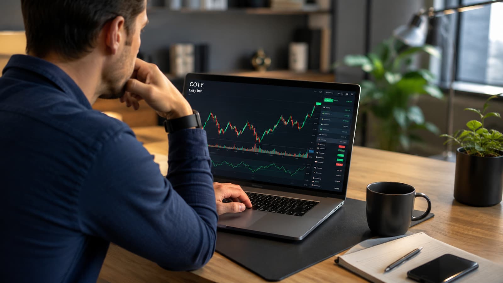 Inversor revisando la cotización de Coty antes de comprar acciones