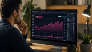 Inversor revisando la cotización de Holaluz en BME Growth antes de comprar acciones.