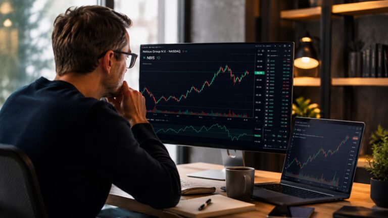 Inversor revisando la cotización de Nebius antes de comprar acciones en Nasdaq.