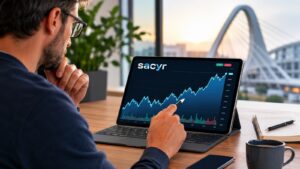 Inversor revisando la cotización de Sacyr antes de comprar acciones.