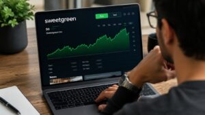 Inversor revisando la cotización de Sweetgreen antes de comprar acciones.
