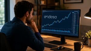 Inversor revisando las acciones de Endesa antes de lanzar una orden de compra.