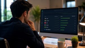 Inversor revisando las acciones más mantenidas en eToro durante Q2