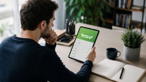 Inversor revisando las comisiones de eToro antes de elegir broker