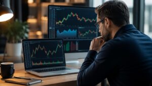 Inversor revisando su cartera tras la volatilidad en acciones de IA