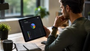 Inversor revisando una cartera automatizada con IA en eToro