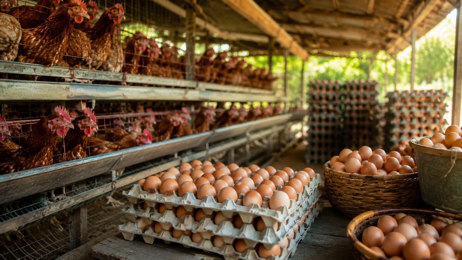 Javier José empezó con 50 gallinas y hoy produce 1.200 huevos diarios