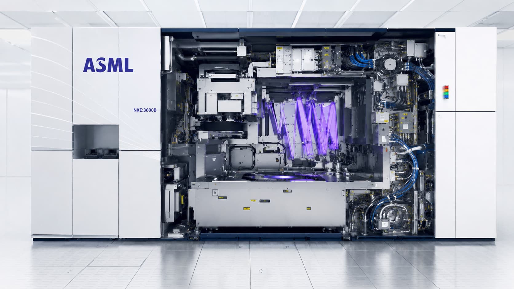 Máquina de litografía de ASML para fabricar chips avanzados.