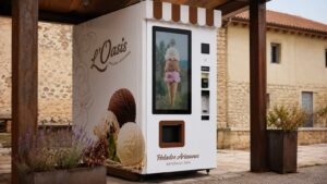 Máquina de vending de helados artesanos de L’Oasis en Sahechores de Rueda