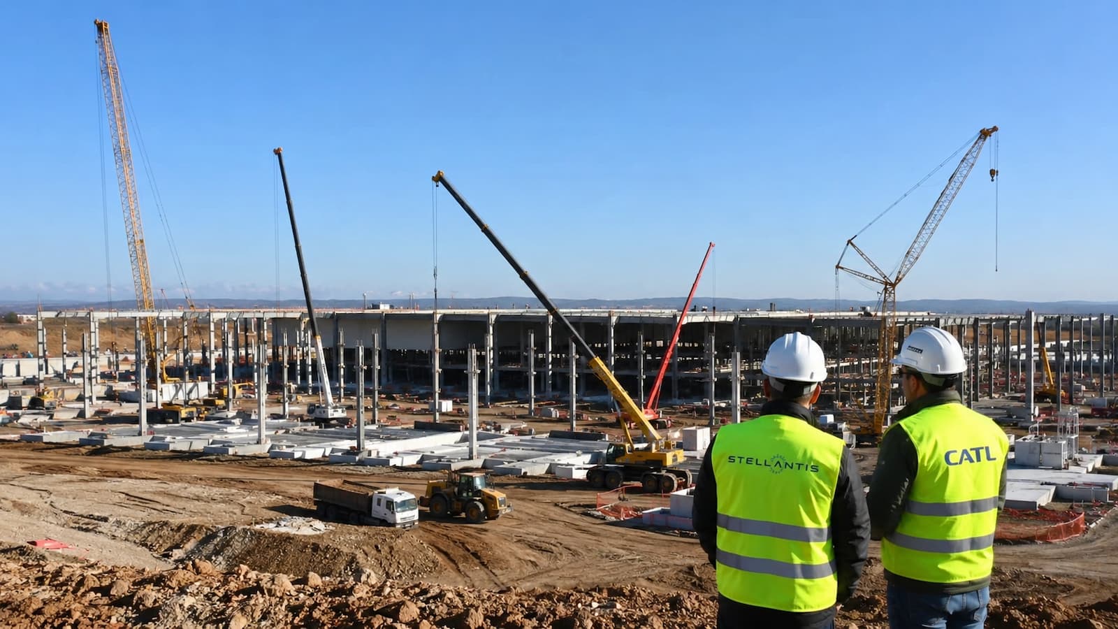 Obras de la gigafactoría de baterías de Stellantis y CATL en Zaragoza.
