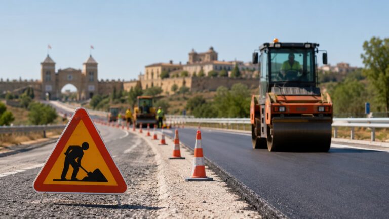 Obras de mejora en la CM 40 acceso clave a Puy du Fou en Toledo.