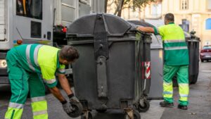 Operarios de Sadeco retiran gomas de contenedores en Córdoba