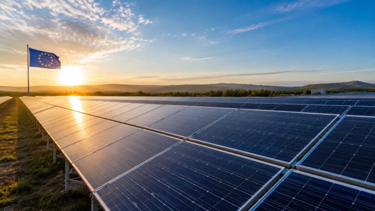 Paneles solares en una planta fotovoltaica europea.
