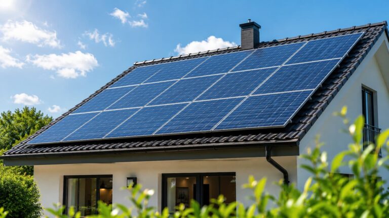 Paneles solares instalados en el tejado de una vivienda una opción que puede reducir la factura eléctrica si la instalación está bien dimensionada.