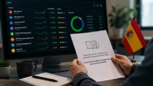Pantalla de inversión con ETFs y aviso de documentación KID en España
