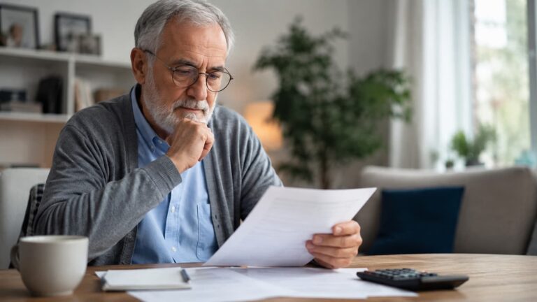 Pensionista revisando condiciones bancarias antes de cambiar su pensión