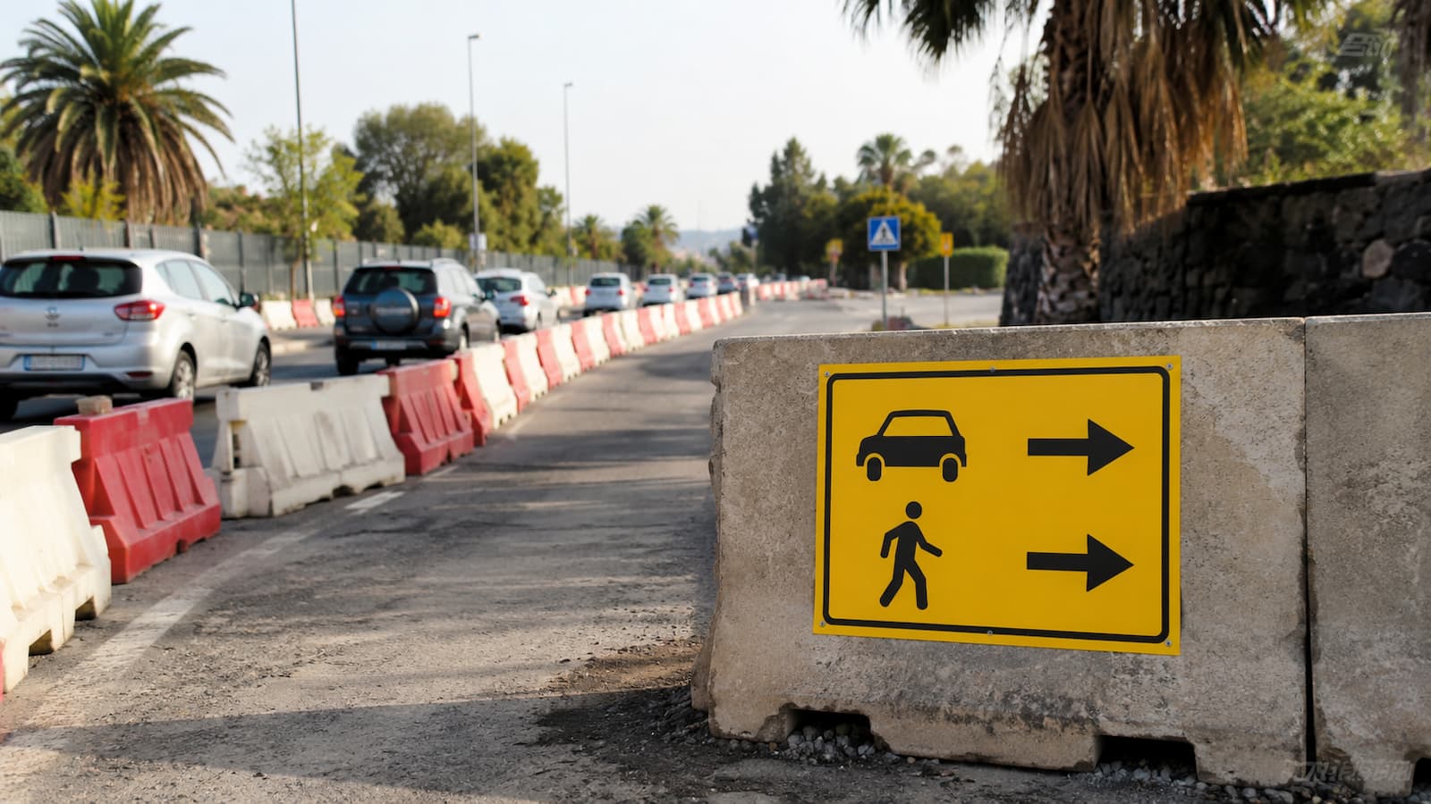 Pista provisional de acceso a Las Rosas y El Coromoto durante las obras del colector