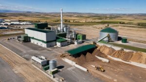 Planta de biomasa proyectada por Forestalia en el polígono El Campillo de Zuera.