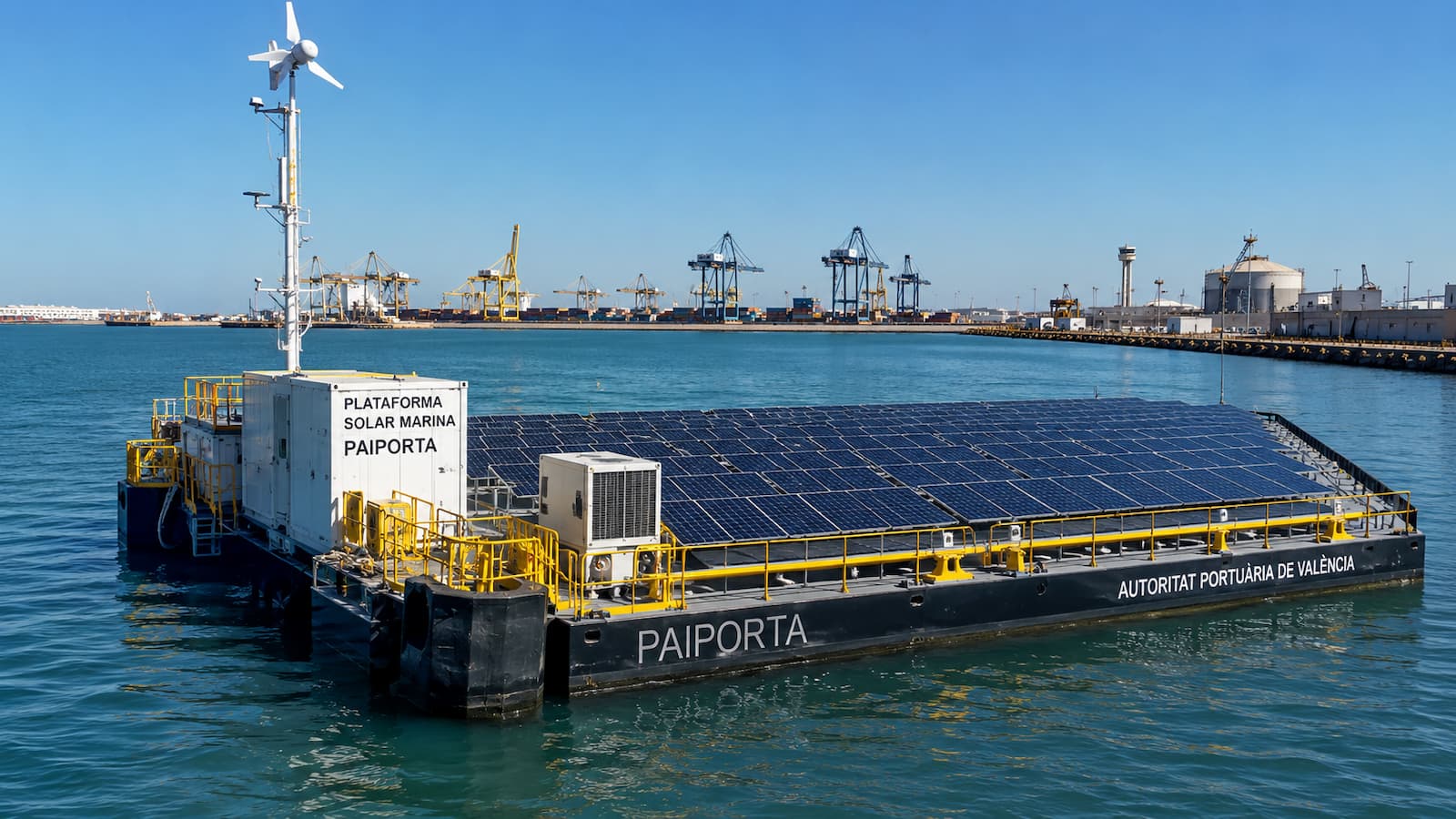 Plataforma solar marina Paiporta en el Puerto de Valencia