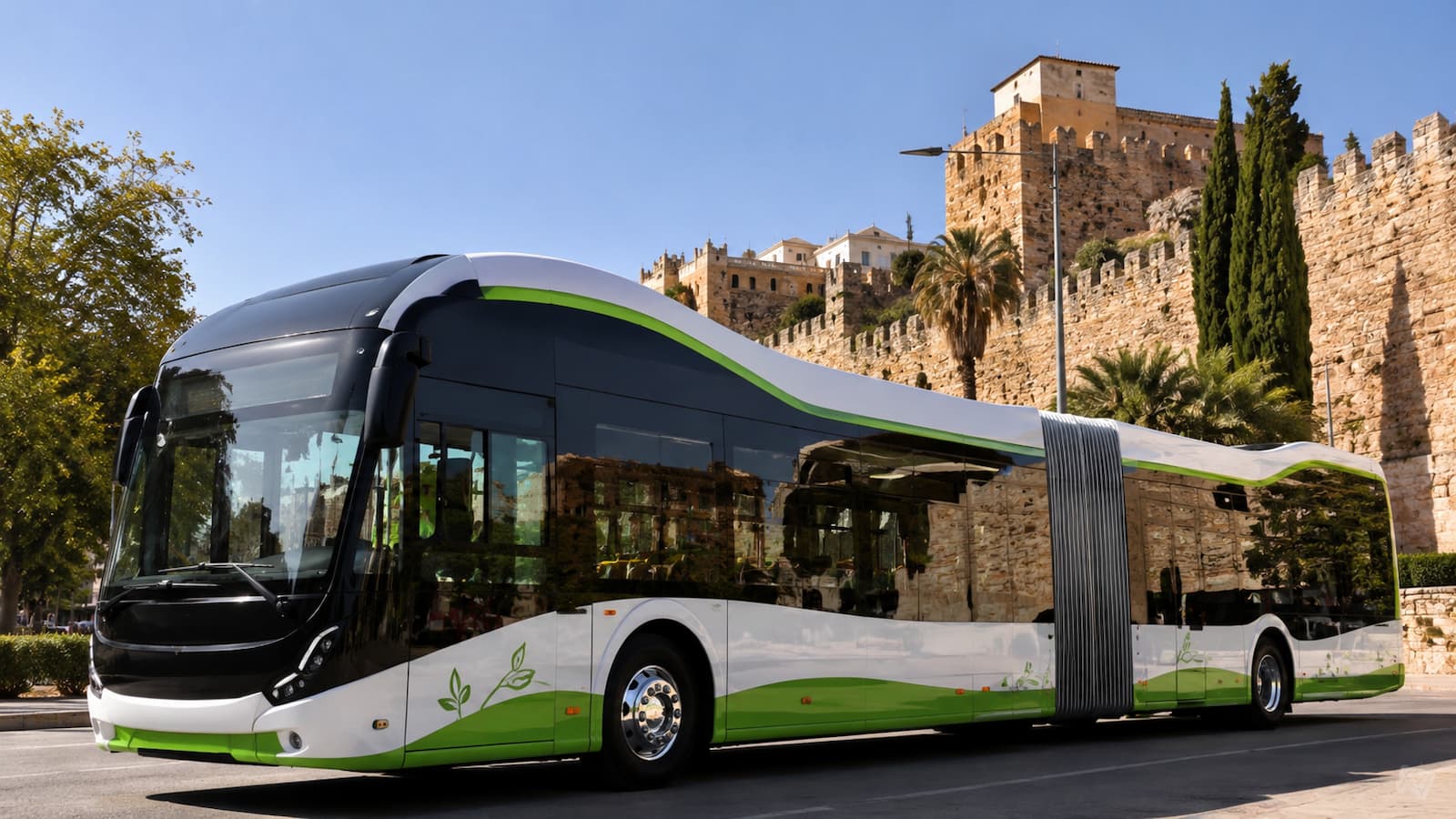 Presentación del nuevo autobús articulado eléctrico de Cáceres.