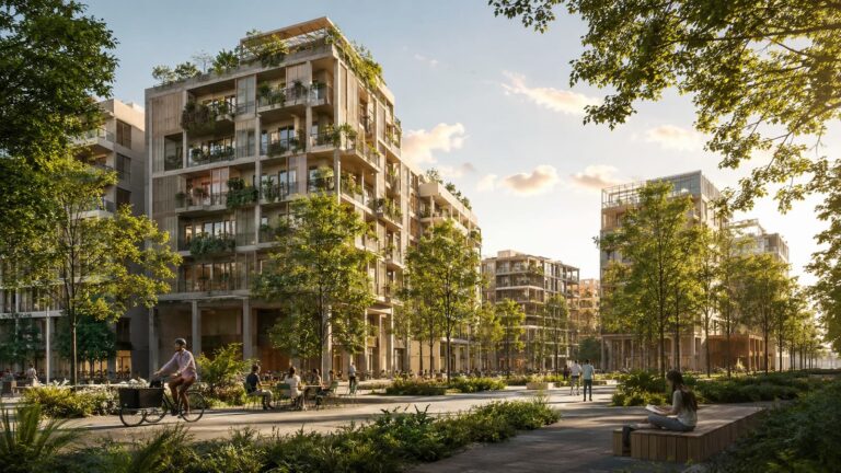 Recreación del futuro eco barrio laMercedes en Sant Andreu