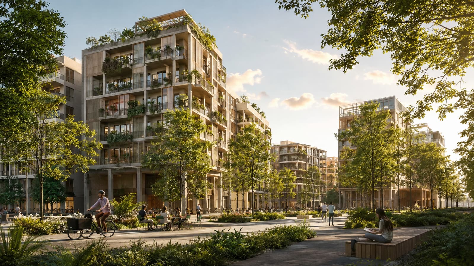 Recreación del futuro eco barrio laMercedes en Sant Andreu