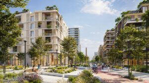 Render del futuro barrio Seda Paperera en El Prat
