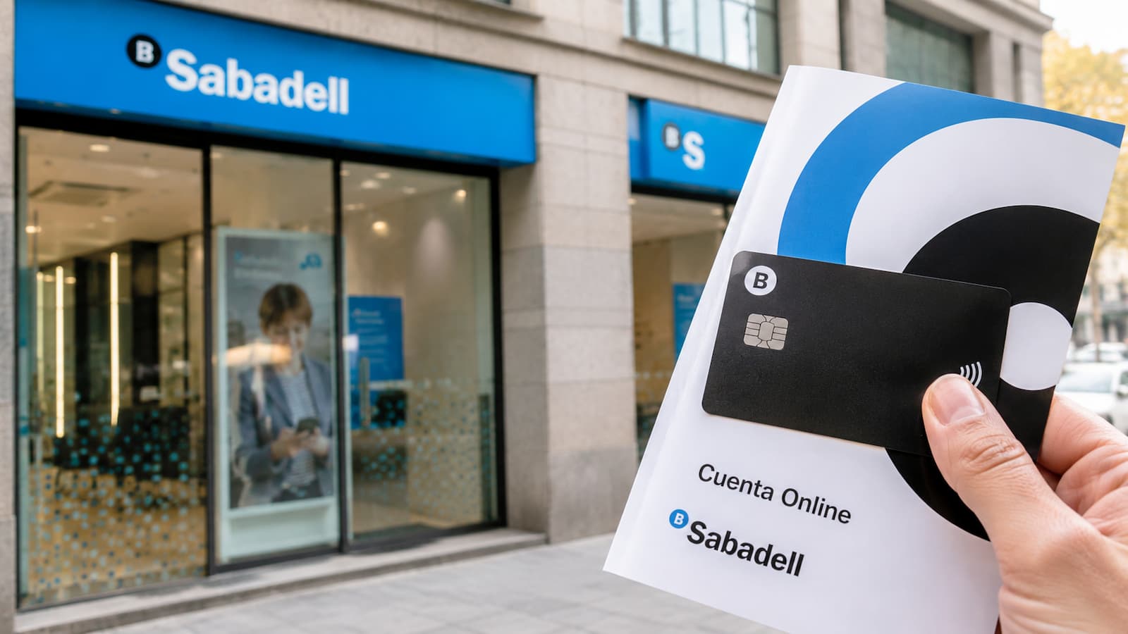 Sucursal de Banco Sabadell y detalle de la Cuenta Online promocionada