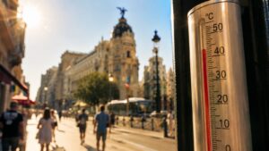 Termómetro urbano en Madrid durante un episodio de calor extremo
