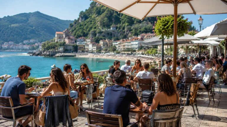 Terraza de hostelería en Cantabria durante la temporada turística
