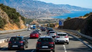 Tráfico en la A 44 entre Granada y la Costa Tropical.
