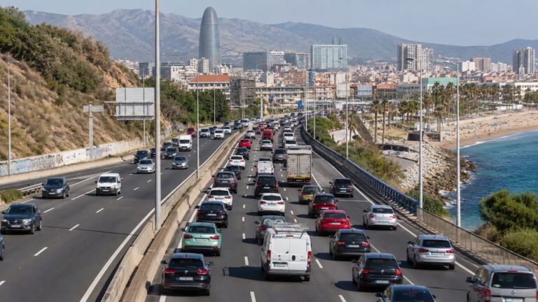Tráfico en la C 31 a su paso por el entorno metropolitano de Barcelona
