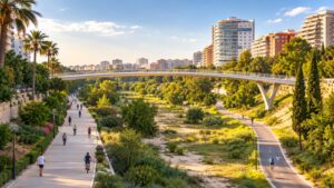 Tramo final del Jardí del Túria donde se construirá la nueva pasarela ciclopeatonal.
