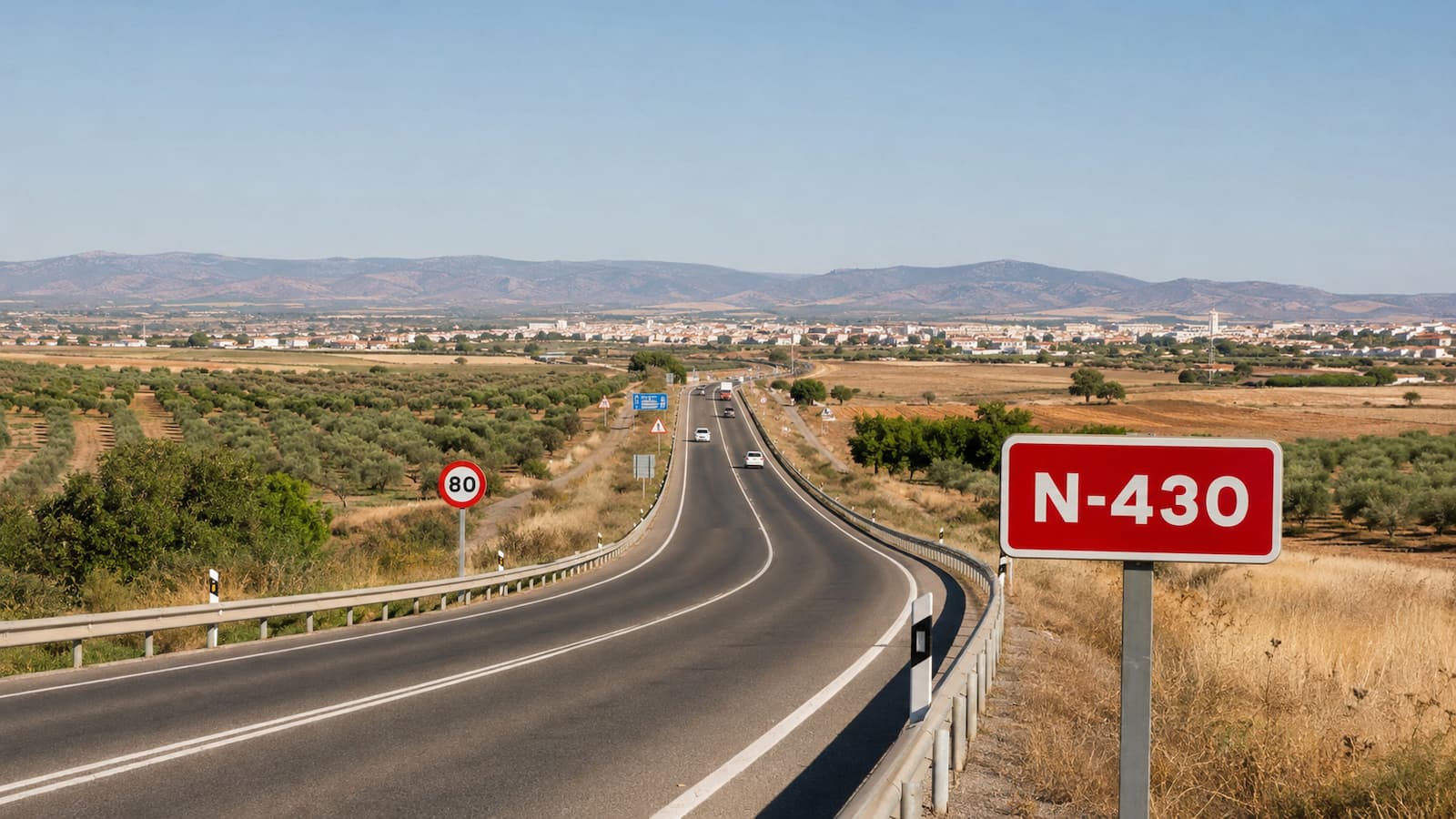 Trazado de la N 430 entre Santa Amalia y Ciudad Real