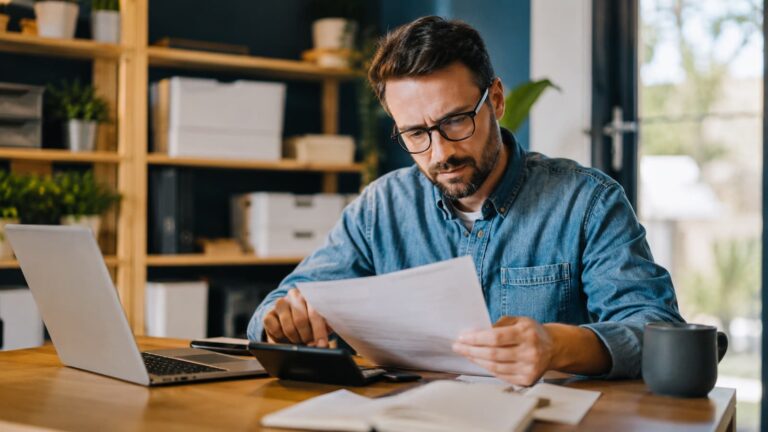 Un autónomo revisa costes de facturación online y cuenta profesional