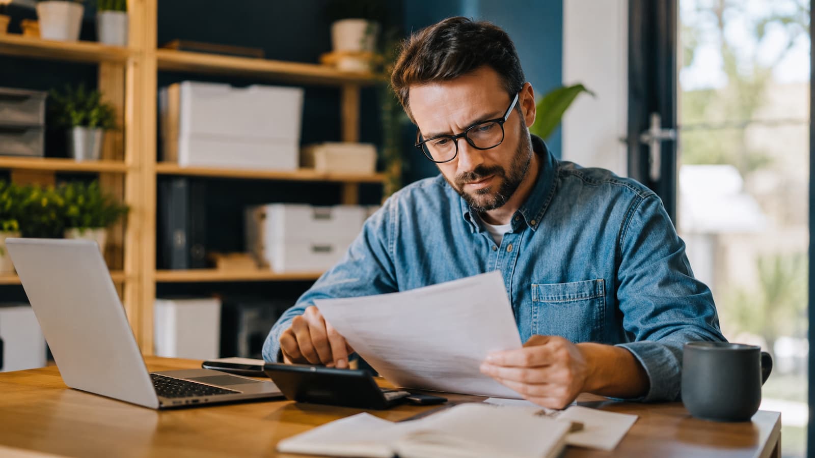 Un autónomo revisa costes de facturación online y cuenta profesional