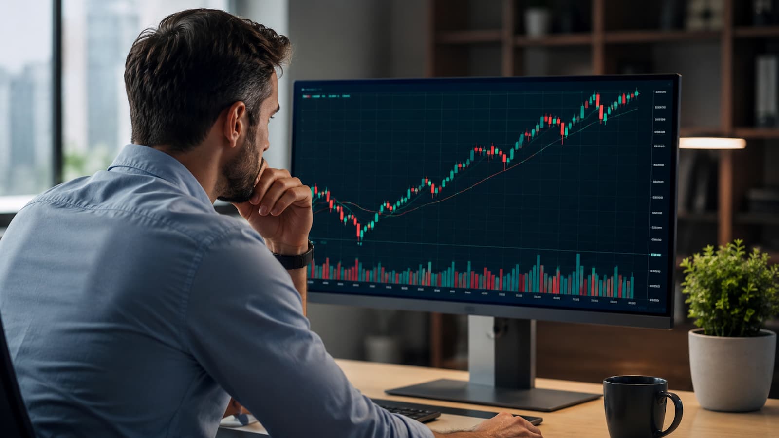 Un inversor revisa la evolución del S&P 500 en pantalla.