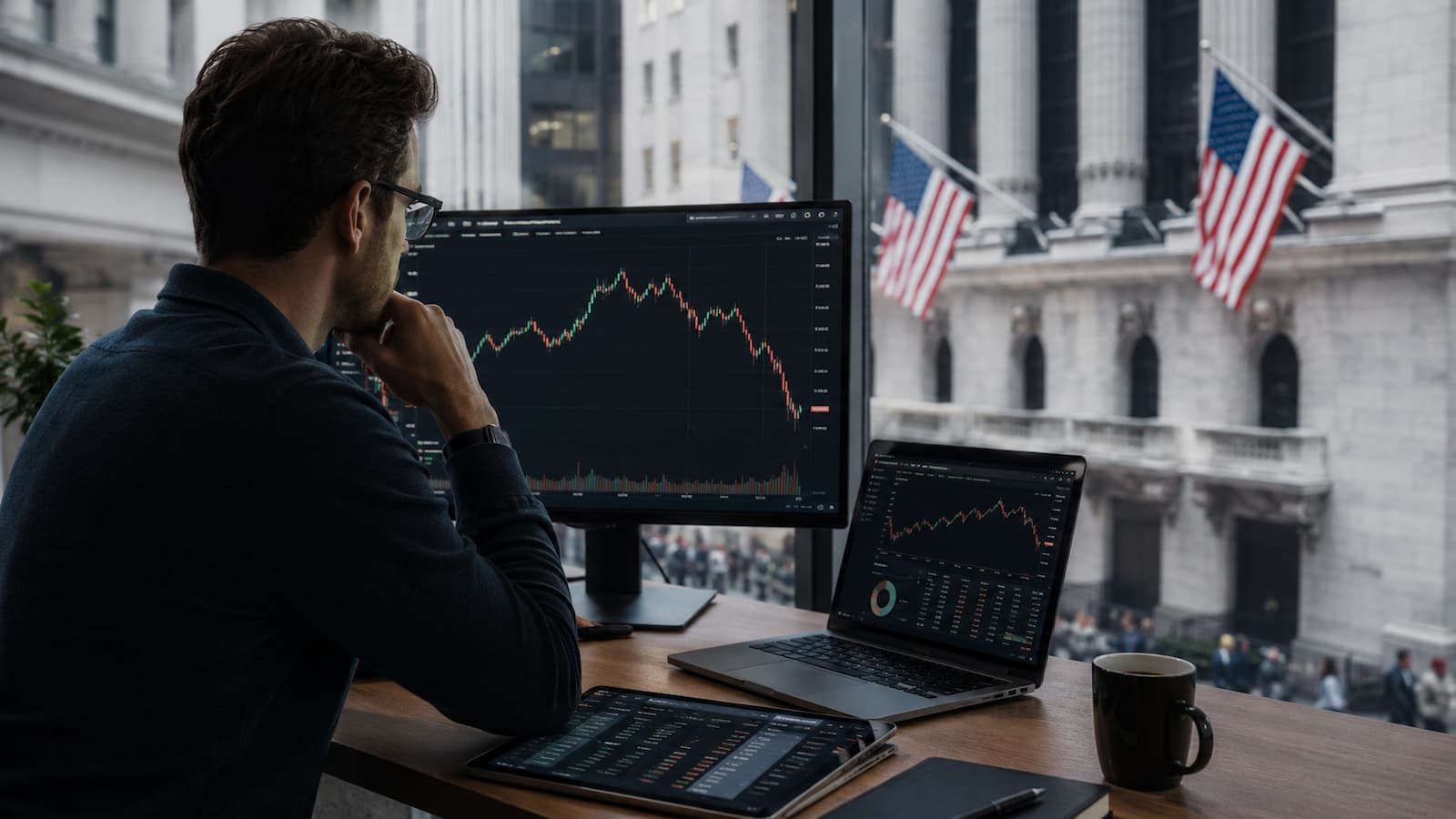 Un inversor revisa su cartera mientras Wall Street pierde parte del empuje minorista.